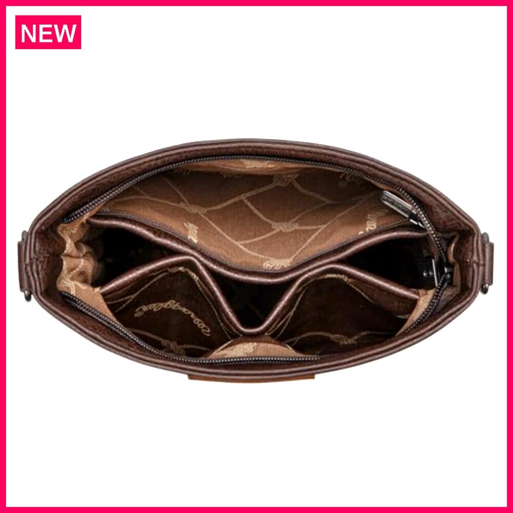 Vegan Leather Crossbody Bag with Aztec Pattern, 10x3.5x9 Inches - Picture 5 of 8